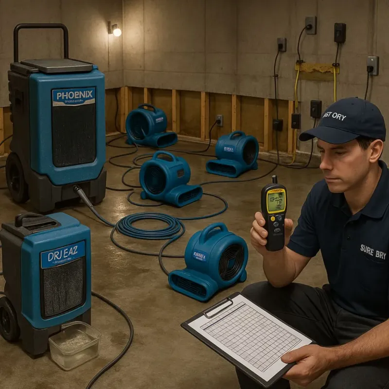 Structural Drying and Dehumidification process in Two Rivers, WI
